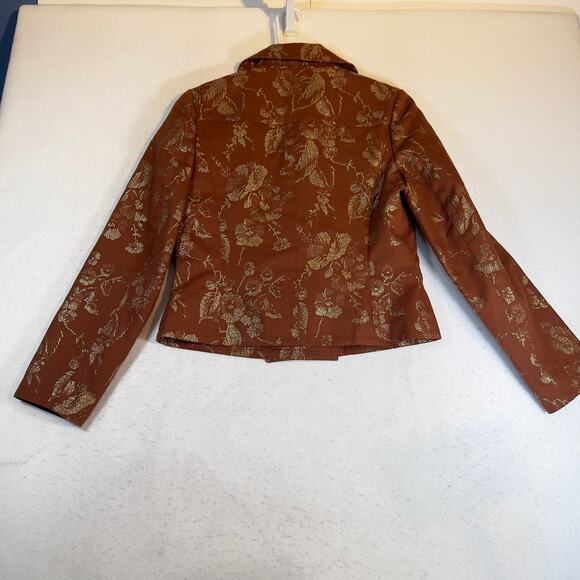 Apostrophe Luxury Is A State Of Mind Cropped Jacket Woman 6 Metallic Gold Floral - Picture 4 of 11
